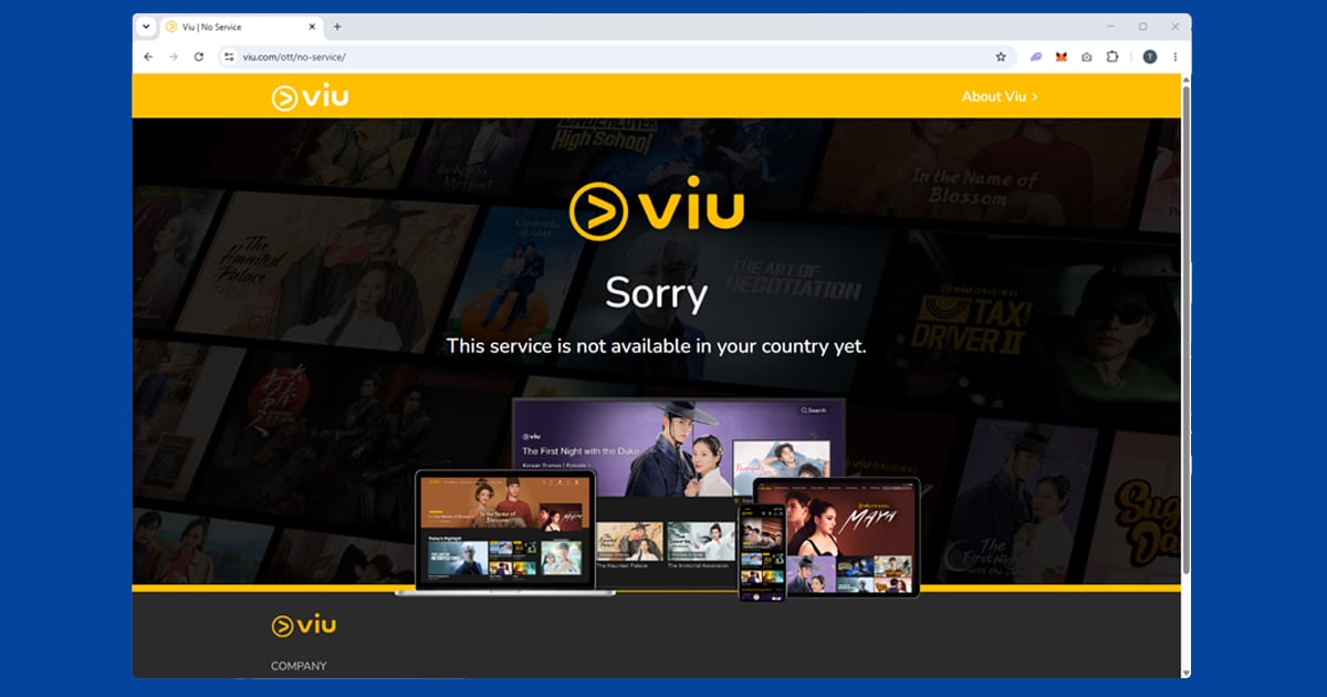 Viu streaming geo-restriction error shown in unsupported regions